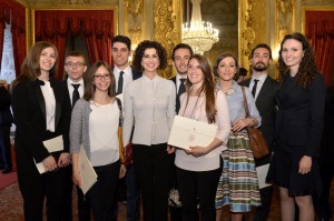 Luisa Todini con i vincitori dei Premi di Laurea del Comitato Leonardo 2014