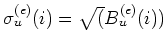 $\sigma_u^{(e)}(i) = \sqrt(B_u^{(e)}(i))$