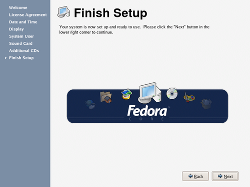 
	    Finish setup screen.
	  