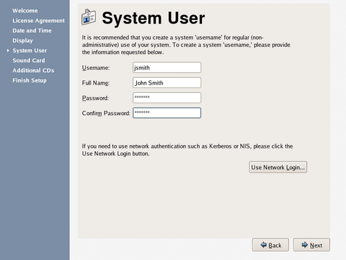 
	    System user screen.
	  