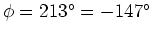 $\phi=213\rm ^{\circ}=-147\rm ^{\circ}$