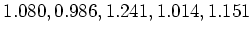 $1.080, 0.986, 1.241, 1.014, 1.151$